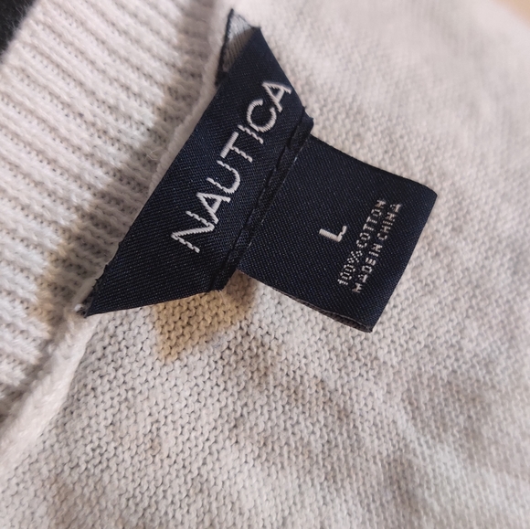 Nautica Navy Blue White Natuical Stripe Blouse Top - Picture 7 of 9